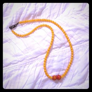 Unique Yellow and Orange Bead Necklace